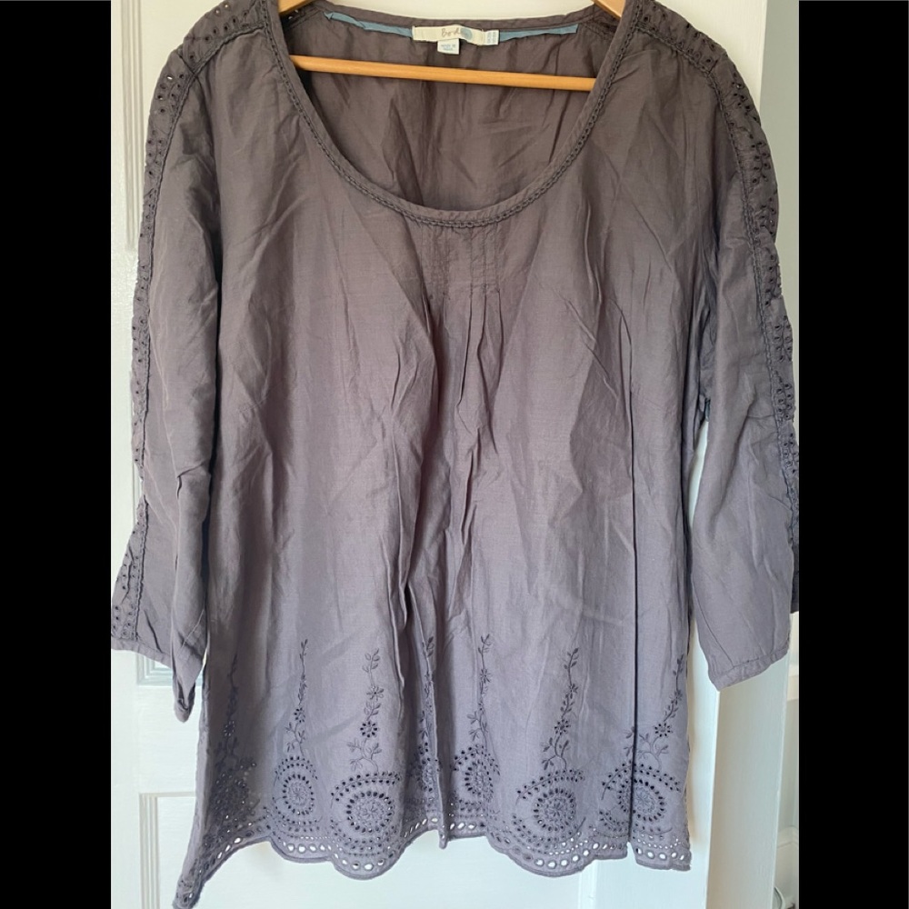 Boden Embrioded Cotton Peasant Top